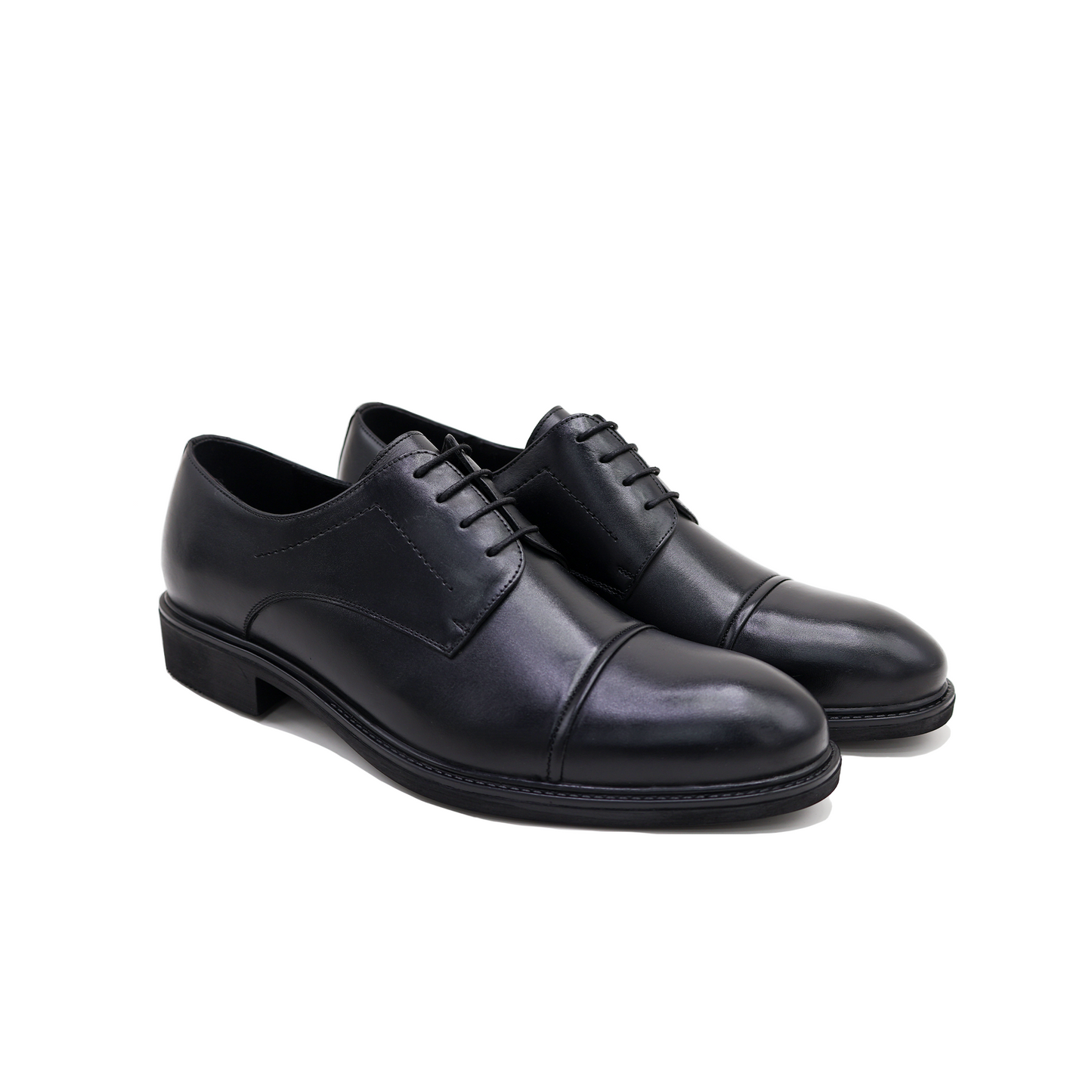 Black Strip Leather Derby