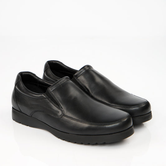 Leisure Black  strap Leather Loafer 100%