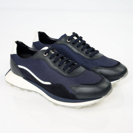 Navy Blue Mesh Sneakers